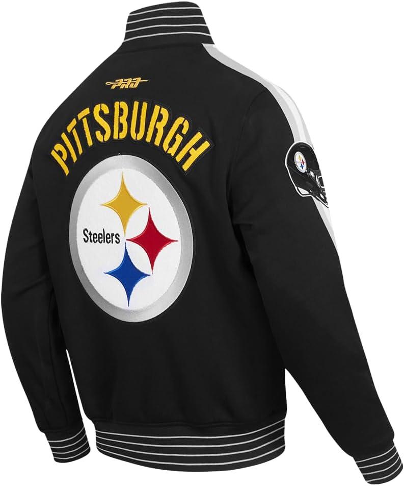 imagePro Standard Mens NFL Pro Game Day Jacket Double Knit JacketBlackSilverWhite