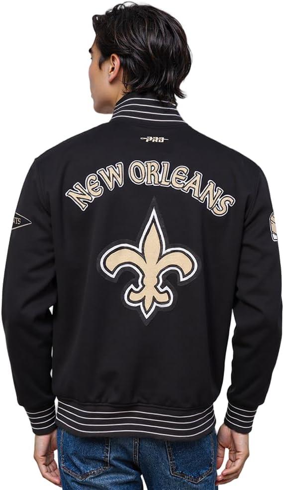 imagePro Standard Mens NFL Pro Game Day Jacket Double Knit JacketBlackSilverWhite