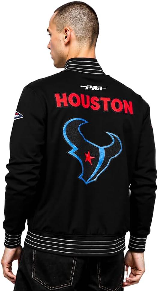 imagePro Standard Mens NFL Pro Game Day Jacket Double Knit JacketBlackSilverWhite