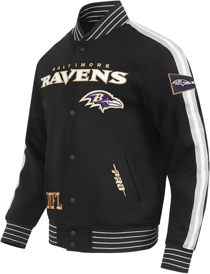 imagePro Standard Mens NFL Pro Game Day Jacket Double Knit JacketBlackSilverWhite
