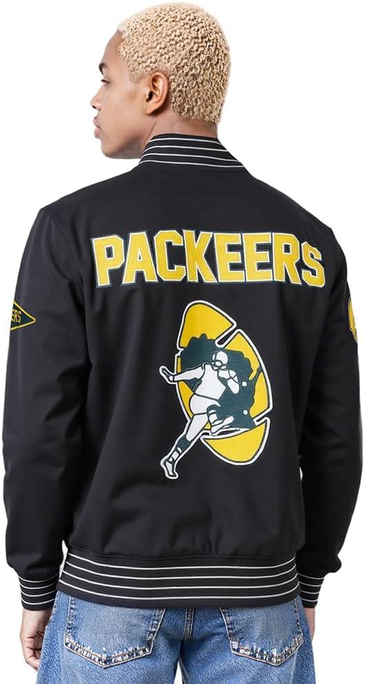 imagePro Standard Mens NFL Pro Game Day Jacket Double Knit JacketBlackSilverWhite