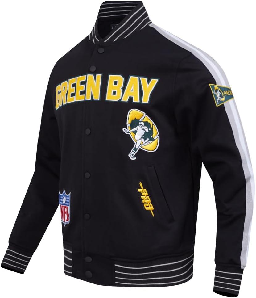imagePro Standard Mens NFL Pro Game Day Jacket Double Knit JacketBlackSilverWhite