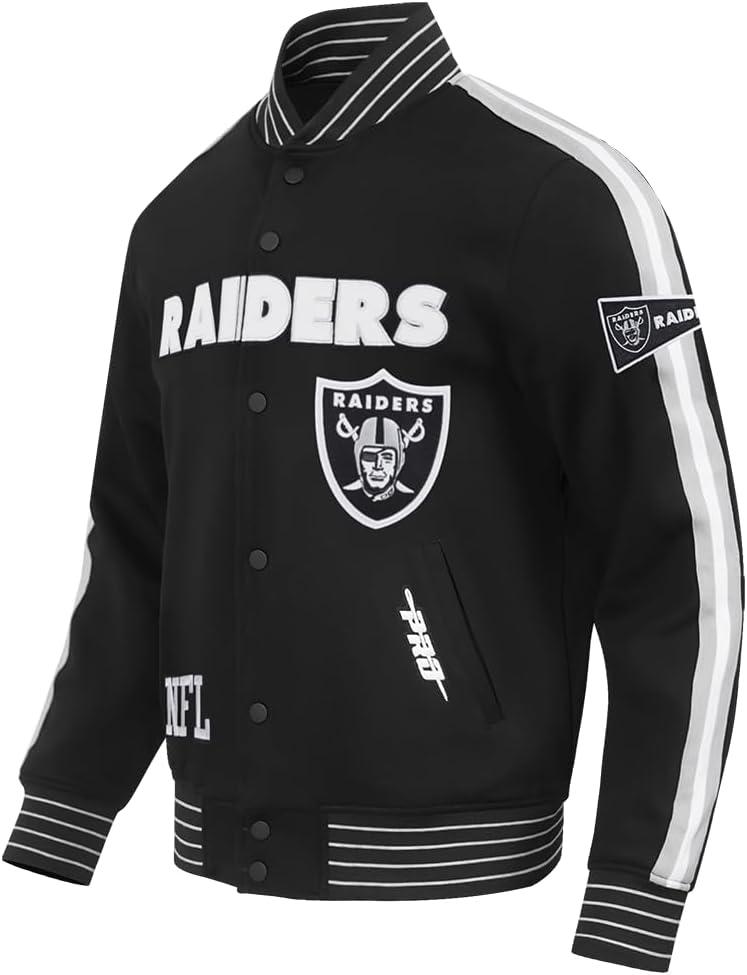 imagePro Standard Mens NFL Pro Game Day Jacket Double Knit JacketBlackSilverWhite