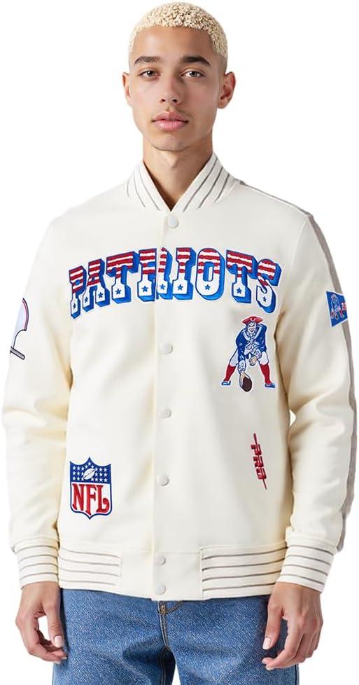 imagePro Standard Mens NFL Pro Game Day Jacket Double Knit JacketEggshellTaupeEggshell