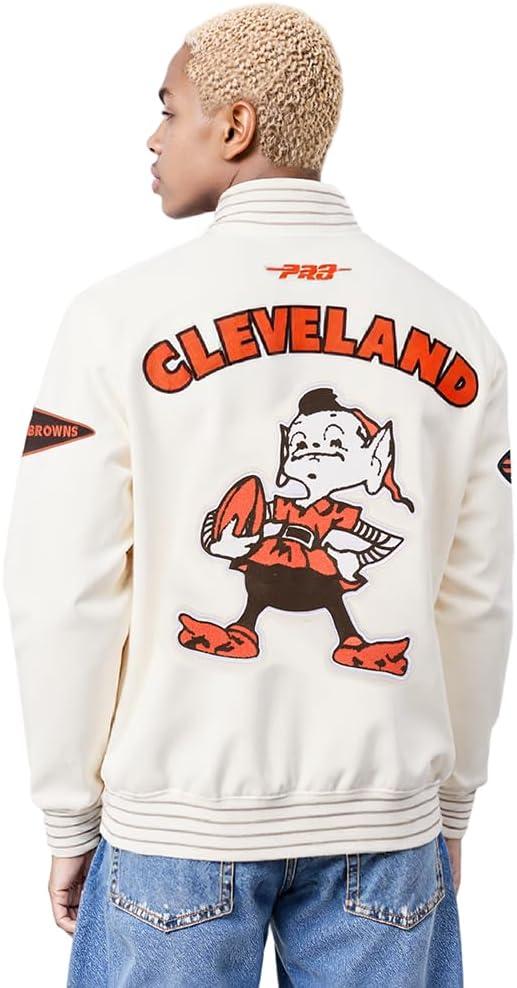 imagePro Standard Mens NFL Pro Game Day Jacket Double Knit JacketEggshellTaupeEggshell