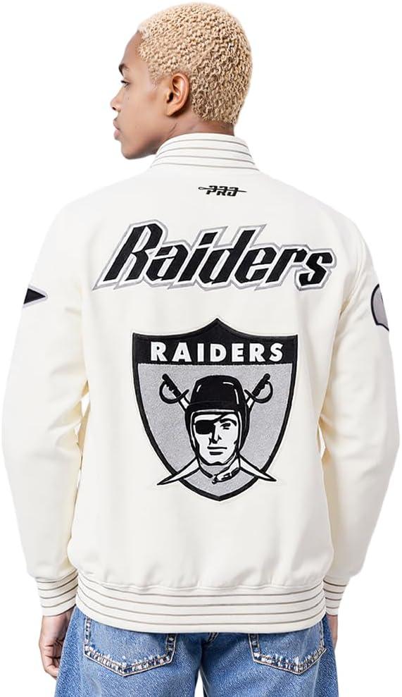 imagePro Standard Mens NFL Pro Game Day Jacket Double Knit JacketEggshellTaupeEggshell
