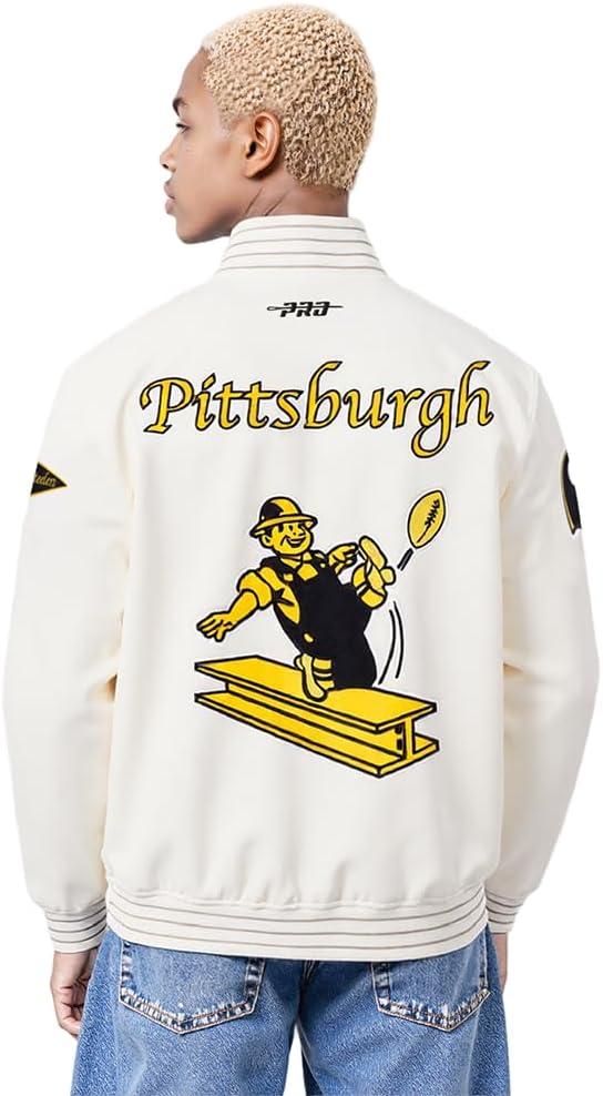 imagePro Standard Mens NFL Pro Game Day Jacket Double Knit JacketEggshellTaupeEggshell