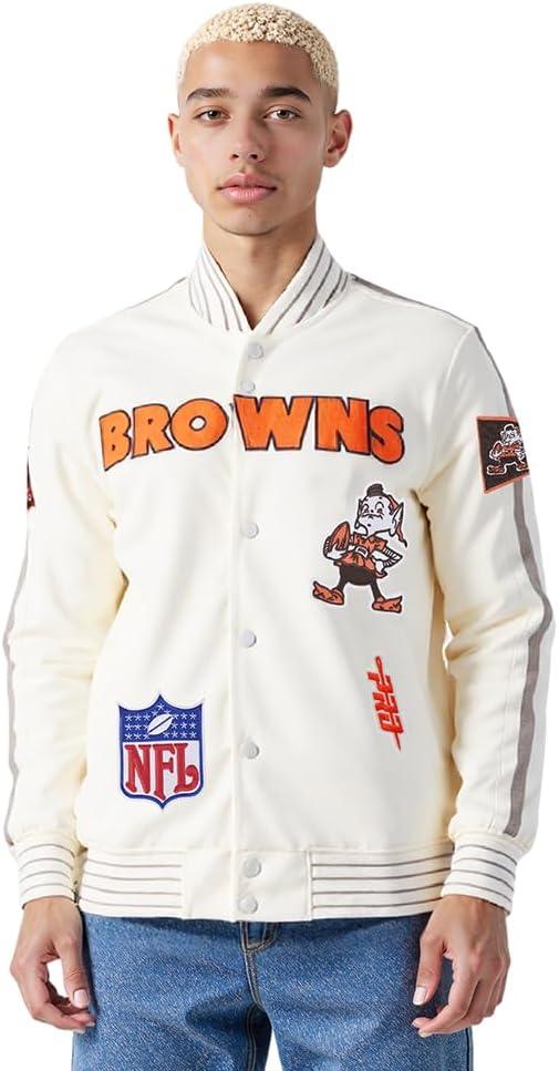 imagePro Standard Mens NFL Pro Game Day Jacket Double Knit JacketEggshellTaupeEggshell