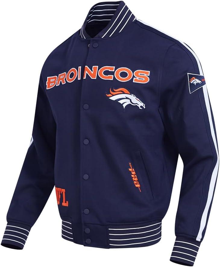 imagePro Standard Mens NFL Pro Game Day Jacket Double Knit JacketMidnight NavyWhite