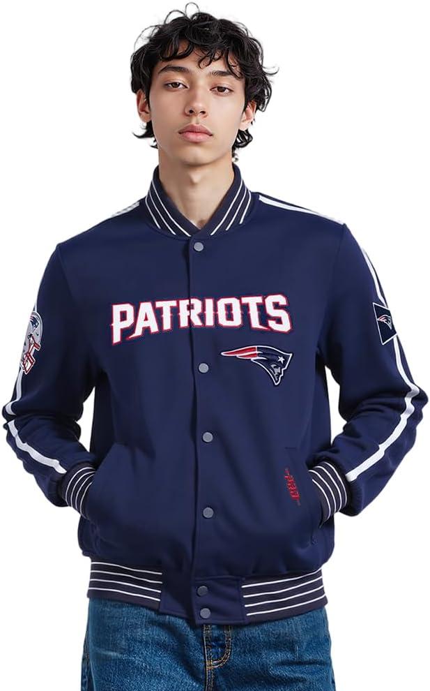 imagePro Standard Mens NFL Pro Game Day Jacket Double Knit JacketMidnight NavyWhite