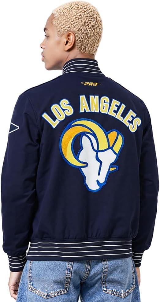 imagePro Standard Mens NFL Pro Game Day Jacket Double Knit JacketMidnight NavyWhite