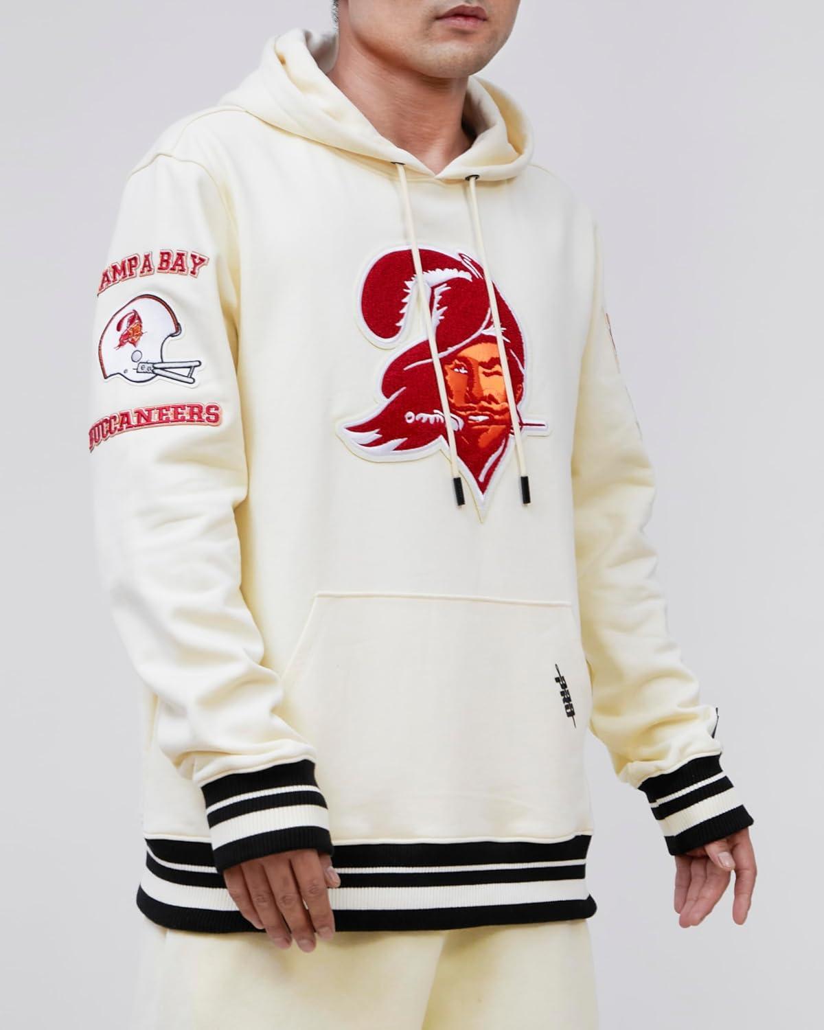 imagePro Standard Mens NFL Retro Classics Brushed Back French Terry Pull Over HoodieEggshell Black