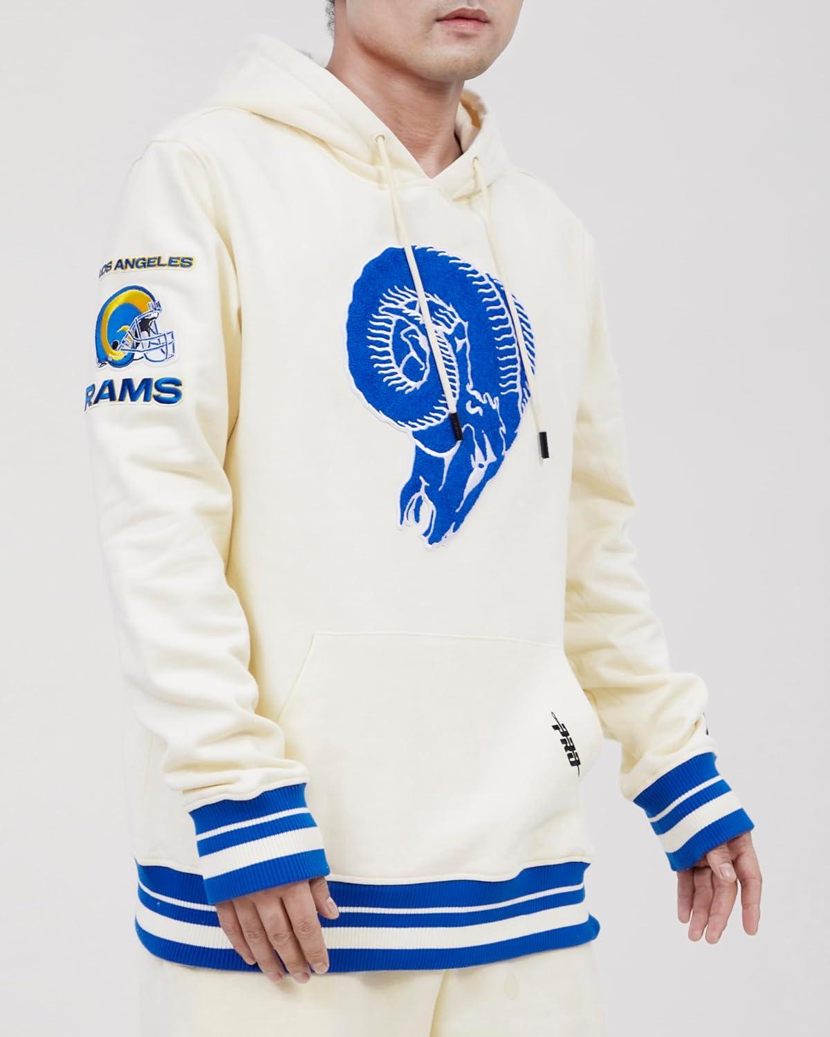 imagePro Standard Mens NFL Retro Classics Brushed Back French Terry Pull Over HoodieEggshellRoyal Blue