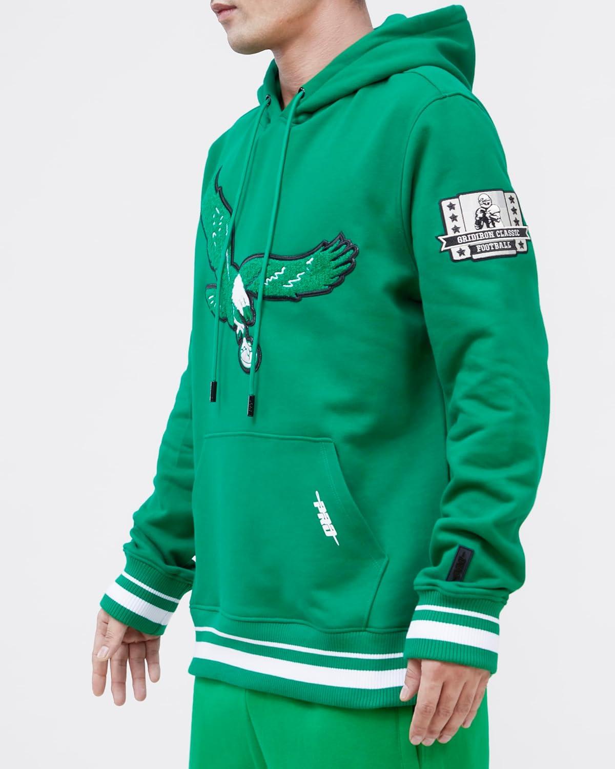 imagePro Standard Mens NFL Retro Classics Brushed Back French Terry Pull Over HoodieKelly Green