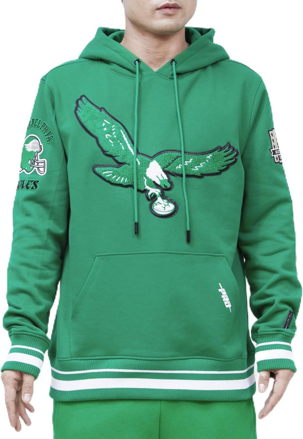 imagePro Standard Mens NFL Retro Classics Brushed Back French Terry Pull Over HoodieKelly Green