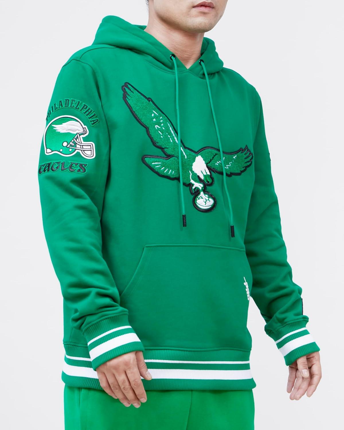 imagePro Standard Mens NFL Retro Classics Brushed Back French Terry Pull Over HoodieKelly Green