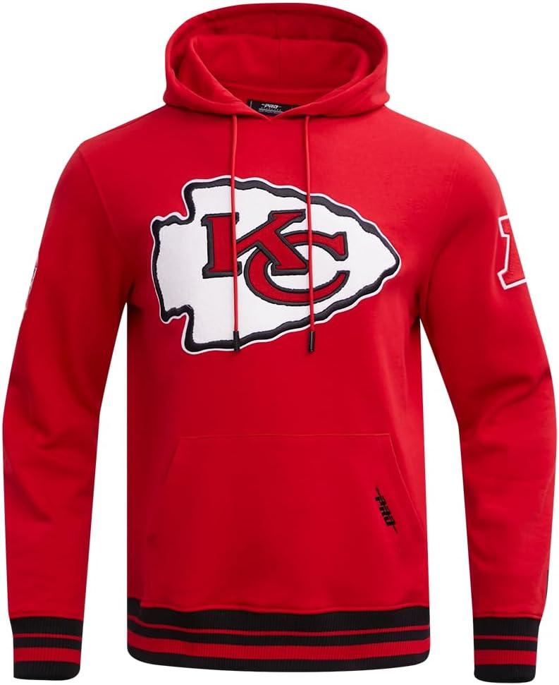 imagePro Standard Mens NFL Retro Classics Brushed Back French Terry Pull Over HoodieRedBlack