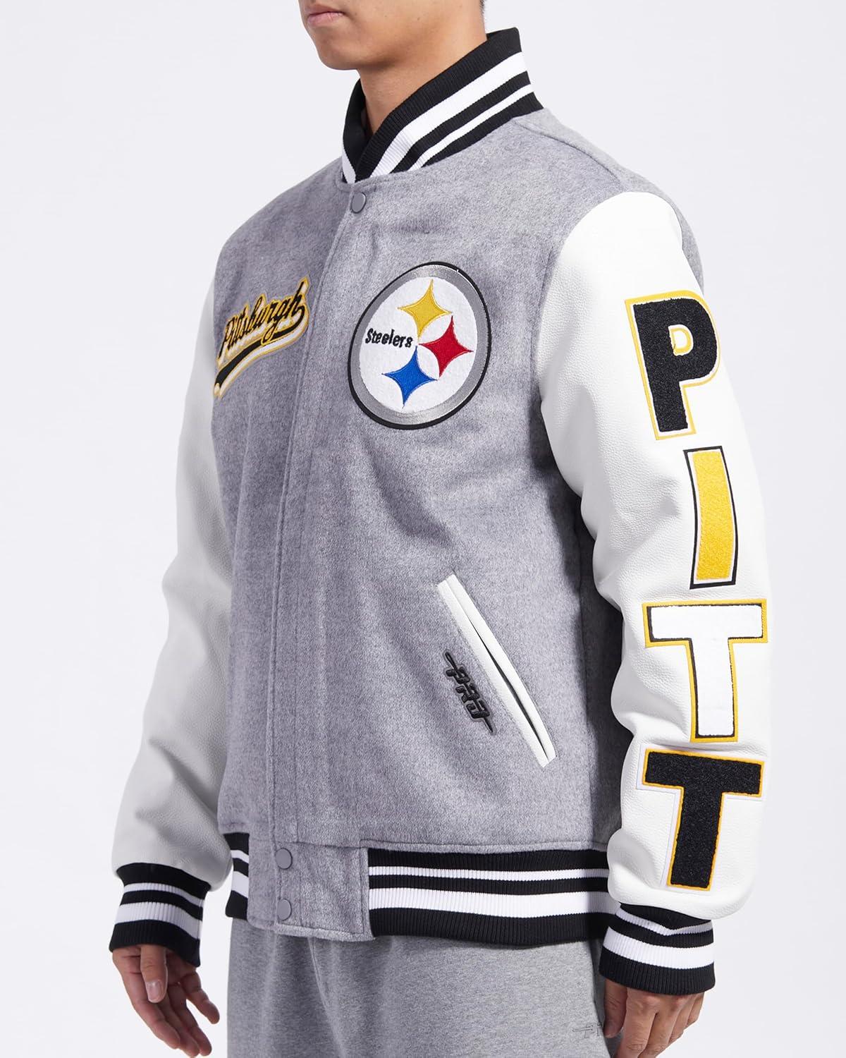 imagePro Standard Mens NFL Script Tail Varsity JacketGrey