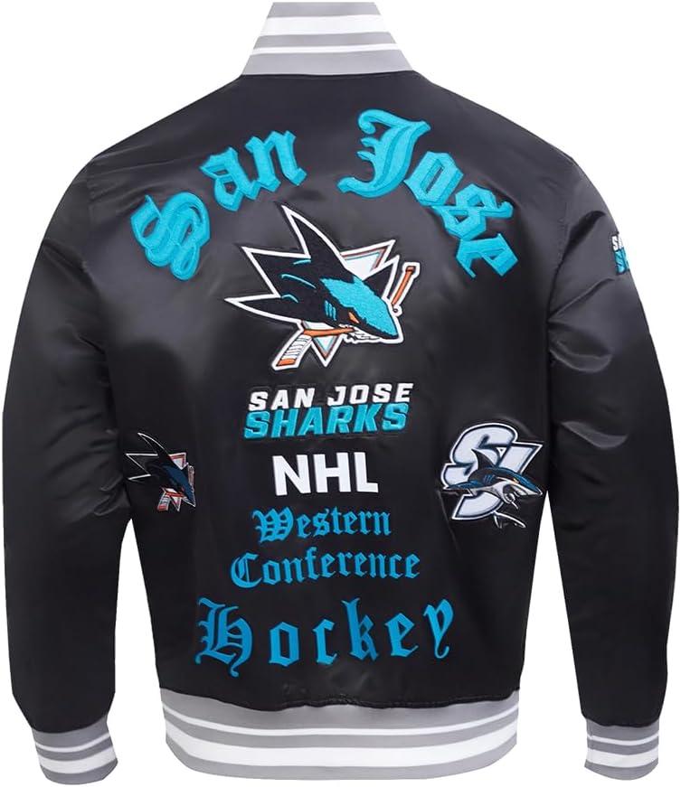 imagePro Standard Mens NHL Old English Satin JacketBlackGray