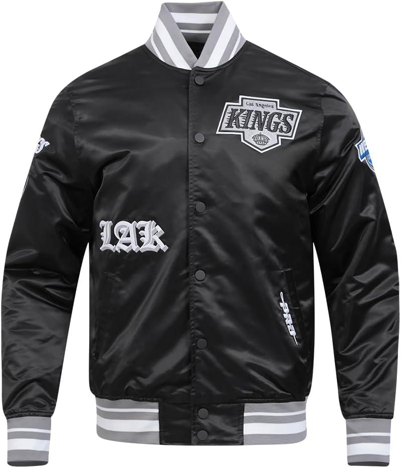 imagePro Standard Mens NHL Old English Satin JacketBlackGray