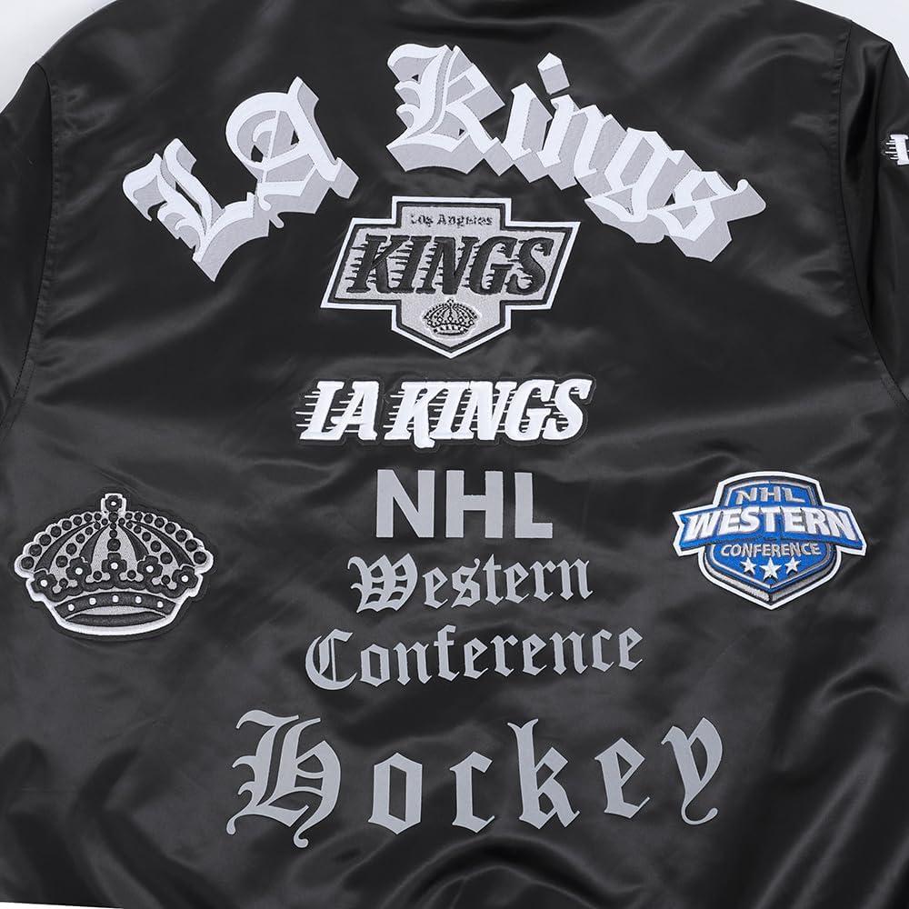 imagePro Standard Mens NHL Old English Satin JacketBlackGray