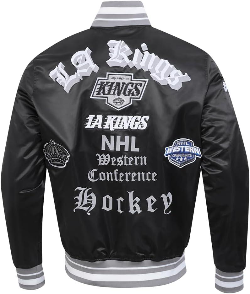 imagePro Standard Mens NHL Old English Satin JacketBlackGray