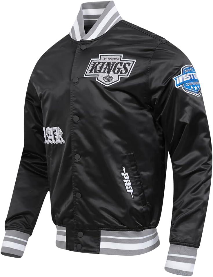 imagePro Standard Mens NHL Old English Satin JacketBlackGray