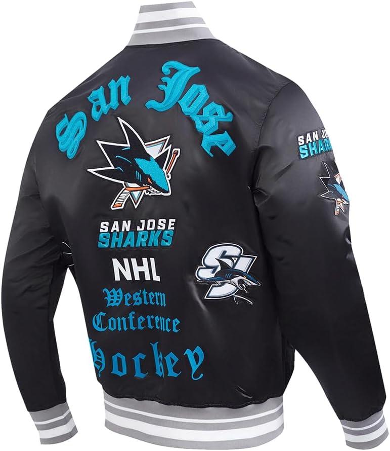 imagePro Standard Mens NHL Old English Satin JacketBlackGray