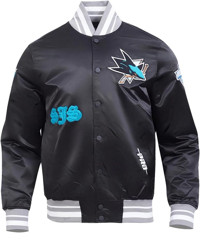 imagePro Standard Mens NHL Old English Satin JacketBlackGray