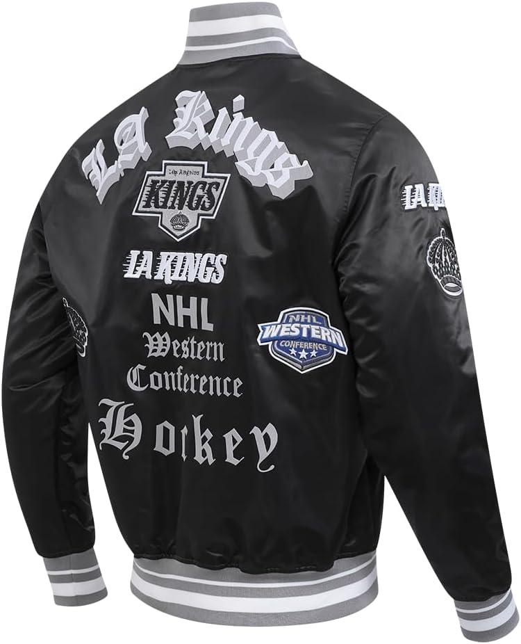 imagePro Standard Mens NHL Old English Satin JacketBlackGray