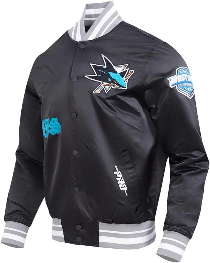 imagePro Standard Mens NHL Old English Satin JacketBlackGray