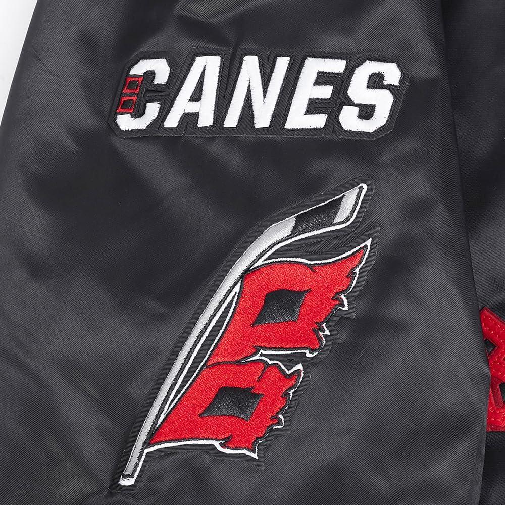 imagePro Standard Mens NHL Old English Satin JacketBlackRedBlack