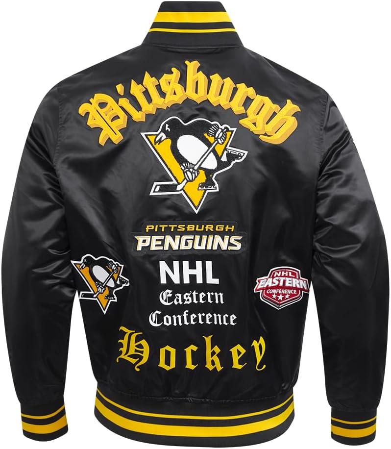 imagePro Standard Mens NHL Old English Satin JacketBlackYellow