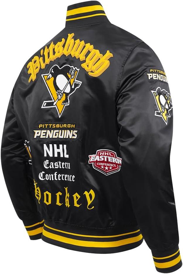 imagePro Standard Mens NHL Old English Satin JacketBlackYellow