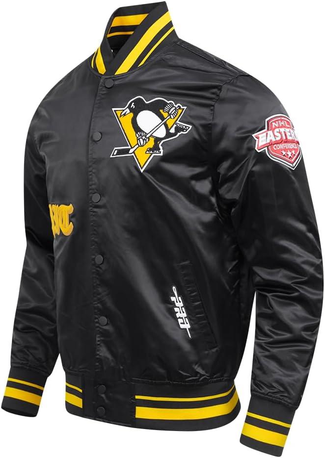 imagePro Standard Mens NHL Old English Satin JacketBlackYellow