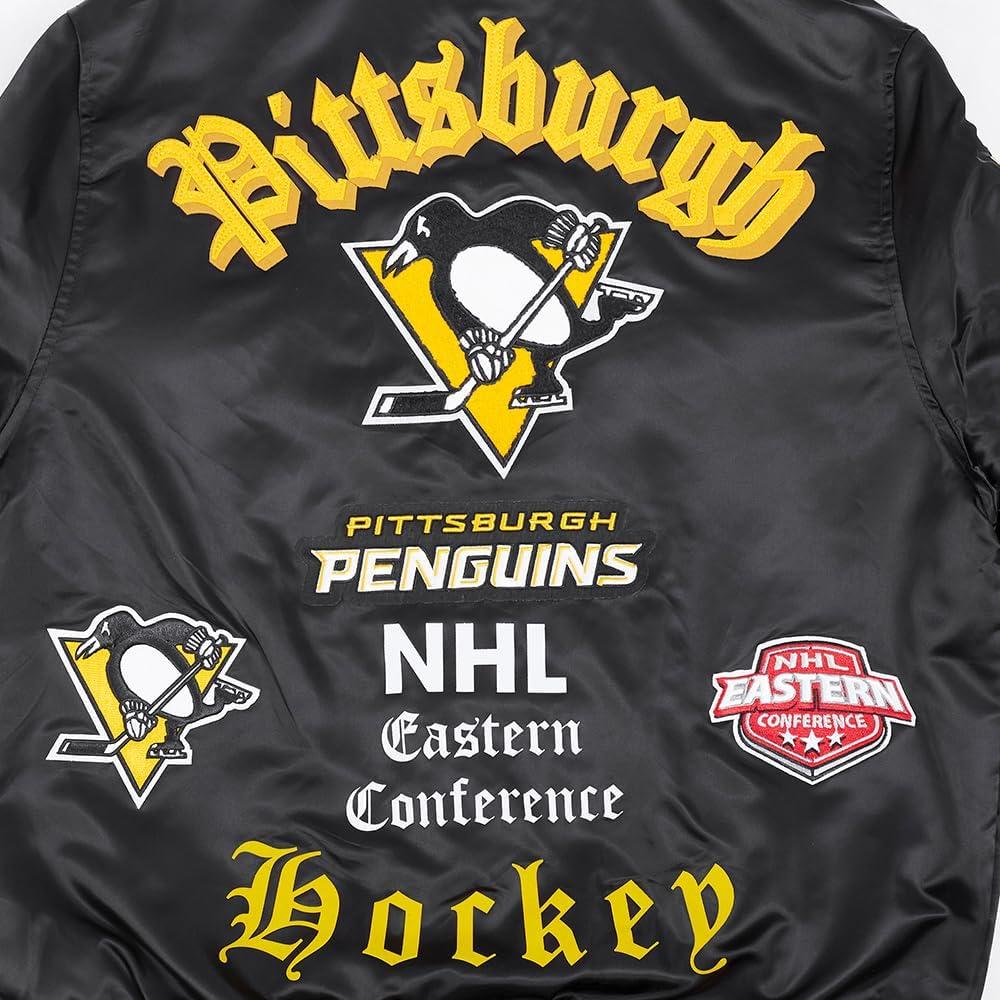 imagePro Standard Mens NHL Old English Satin JacketBlackYellow