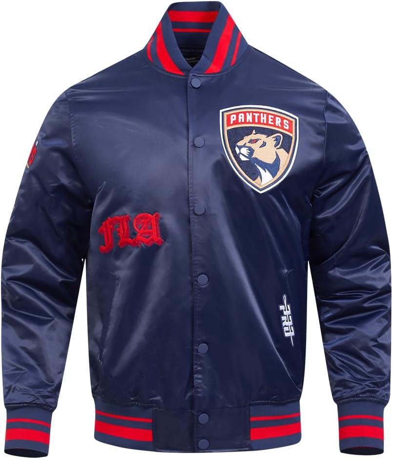 imagePro Standard Mens NHL Old English Satin JacketMidnight NavyRedMidnight Navy