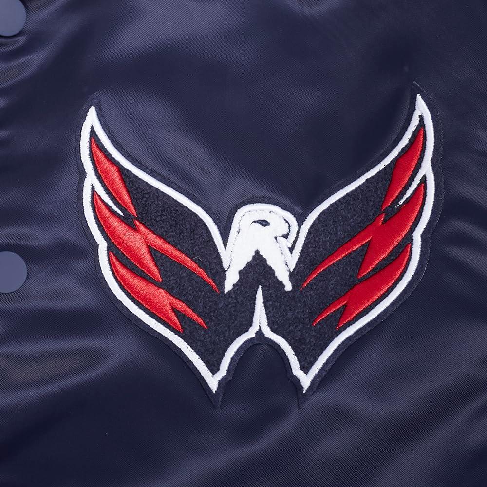 imagePro Standard Mens NHL Old English Satin JacketMidnight NavyRedMidnight Navy