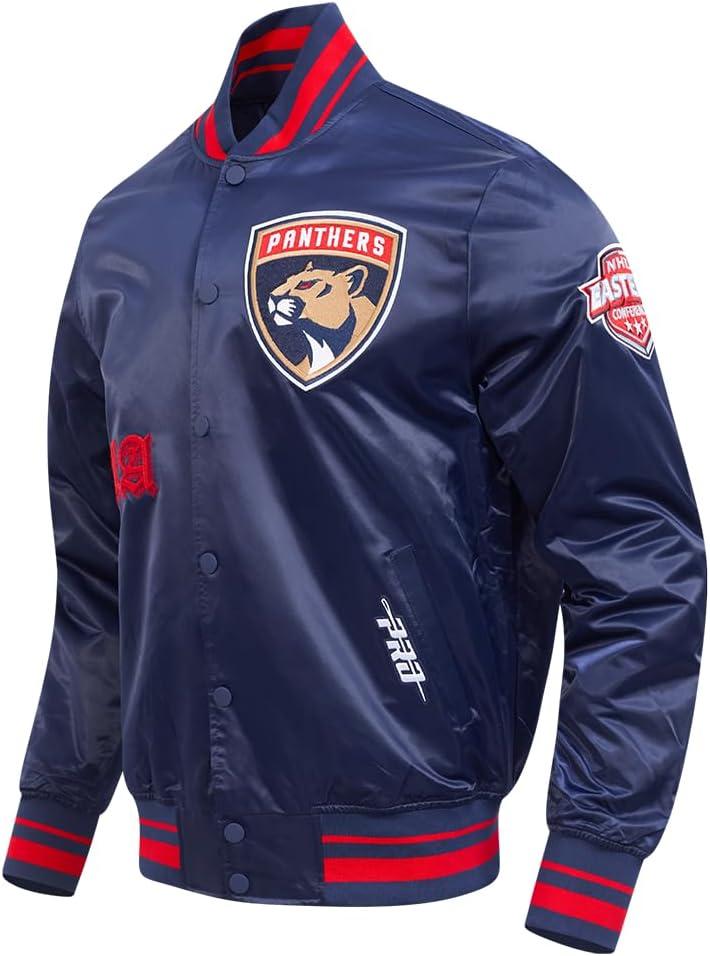 imagePro Standard Mens NHL Old English Satin JacketMidnight NavyRedMidnight Navy