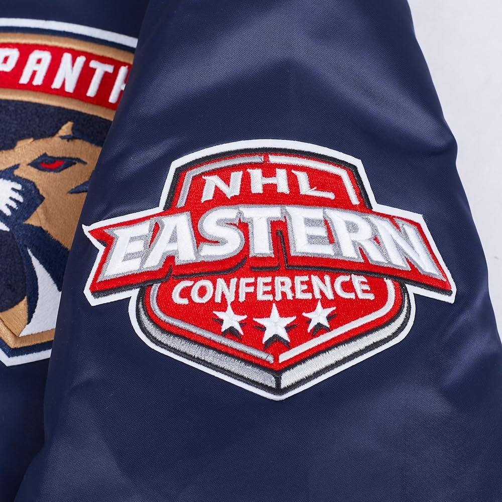 imagePro Standard Mens NHL Old English Satin JacketMidnight NavyRedMidnight Navy