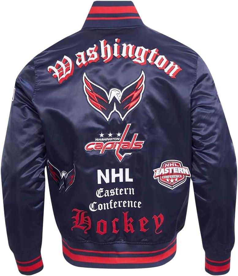 imagePro Standard Mens NHL Old English Satin JacketMidnight NavyRedMidnight Navy
