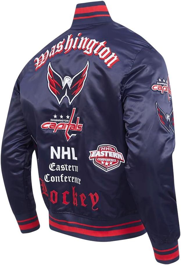 imagePro Standard Mens NHL Old English Satin JacketMidnight NavyRedMidnight Navy