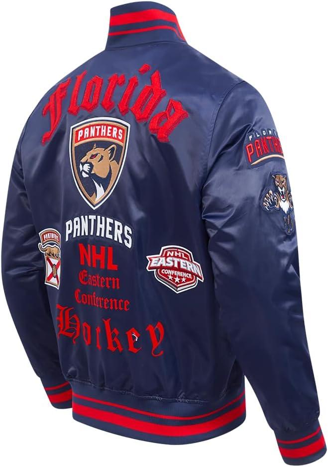 imagePro Standard Mens NHL Old English Satin JacketMidnight NavyRedMidnight Navy