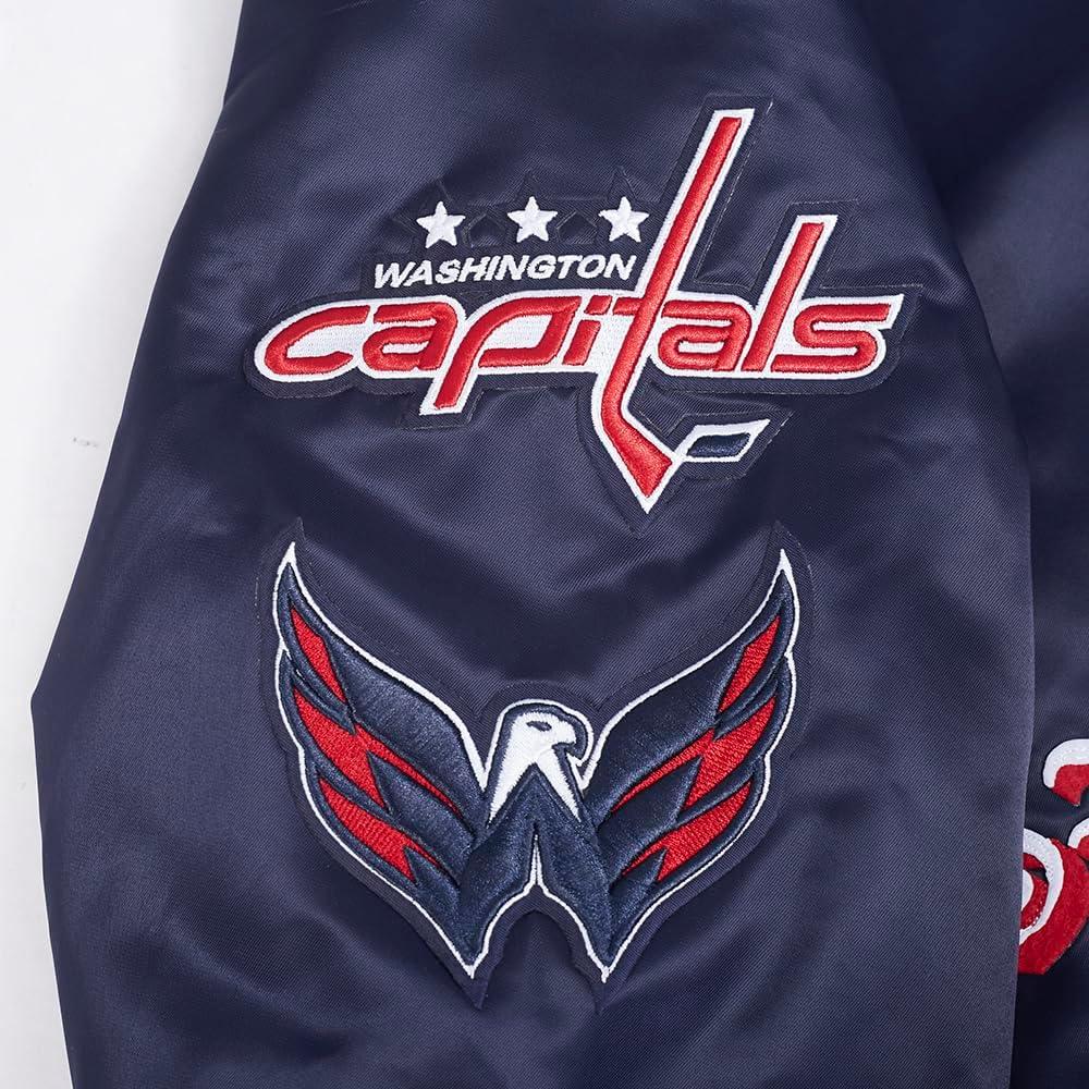 imagePro Standard Mens NHL Old English Satin JacketMidnight NavyRedMidnight Navy