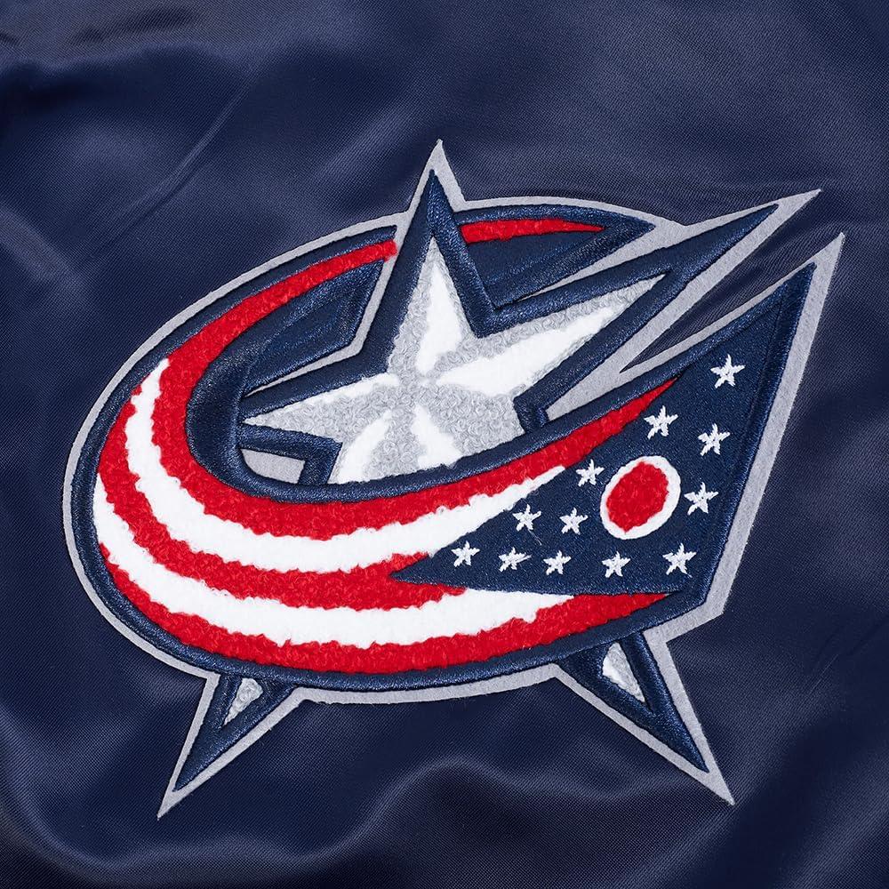 imagePro Standard Mens NHL Old English Satin JacketMidnight NavyRedMidnight Navy