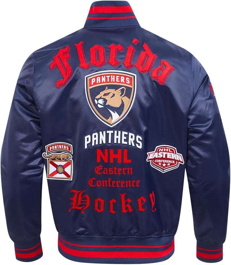 imagePro Standard Mens NHL Old English Satin JacketMidnight NavyRedMidnight Navy
