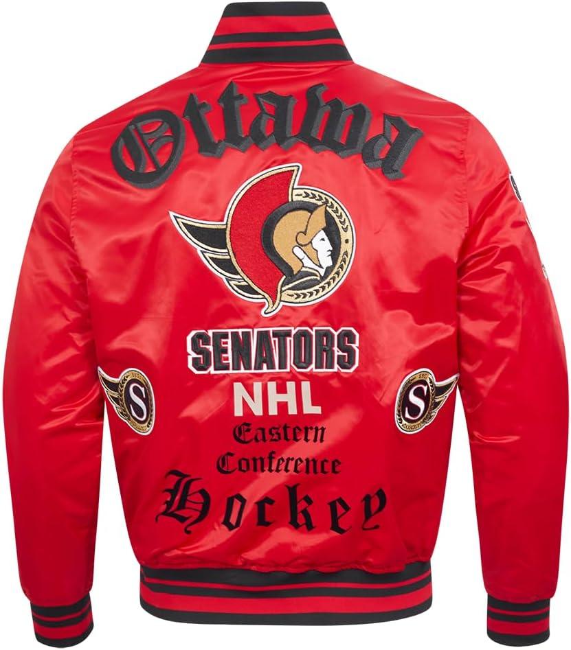 imagePro Standard Mens NHL Old English Satin JacketRedBlack