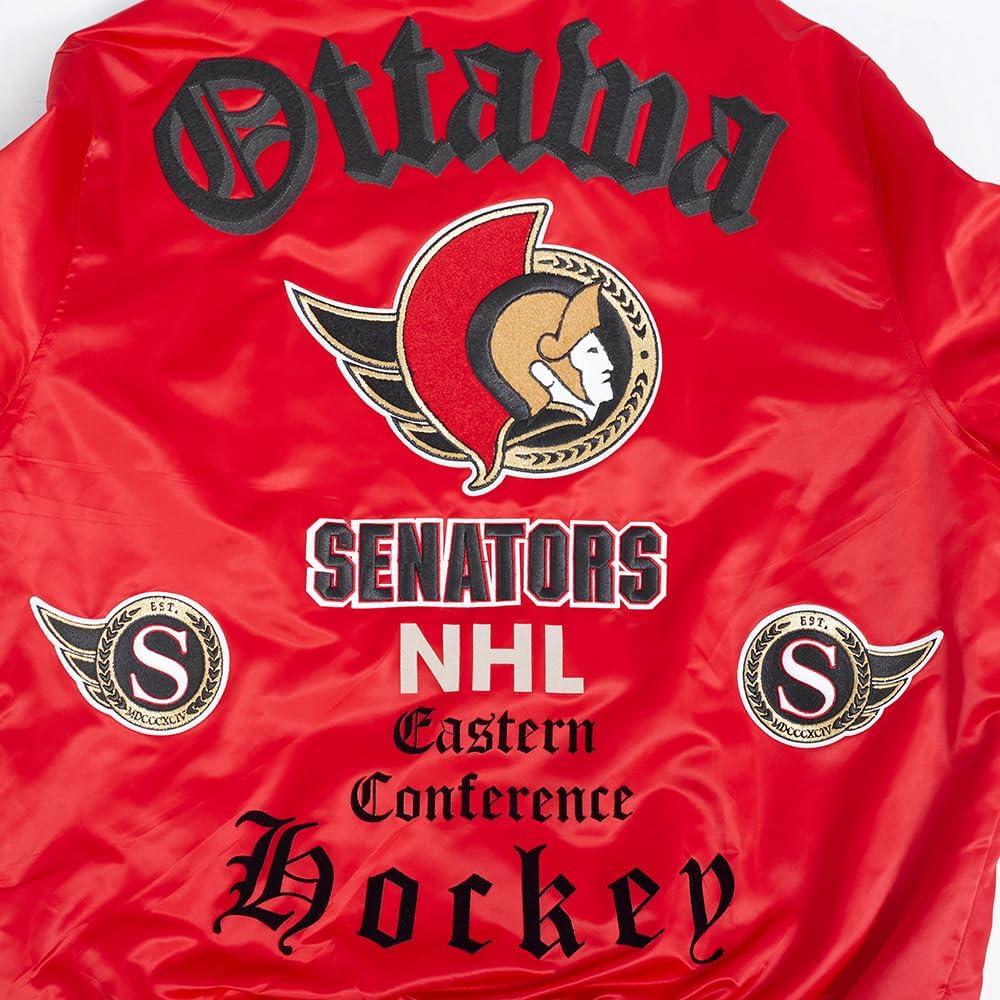 imagePro Standard Mens NHL Old English Satin JacketRedBlack