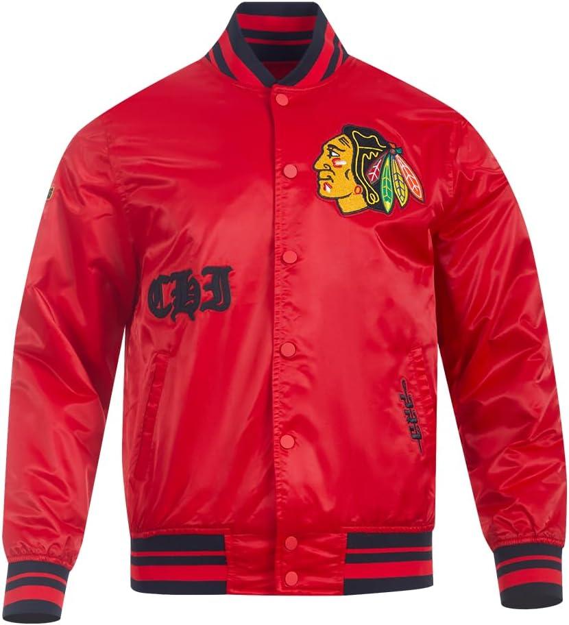 imagePro Standard Mens NHL Old English Satin JacketRedBlack