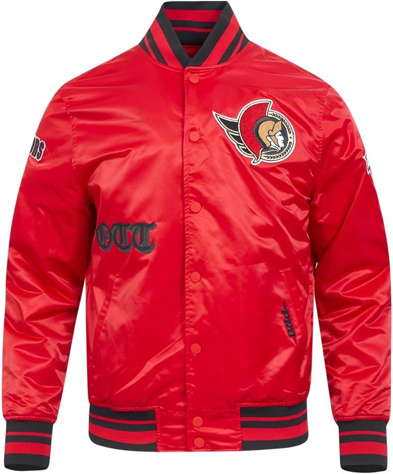 imagePro Standard Mens NHL Old English Satin JacketRedBlack